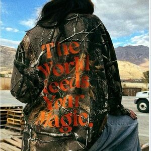 Dressed in LALA The World Needs Your Magic Camouflage Oversized Tee